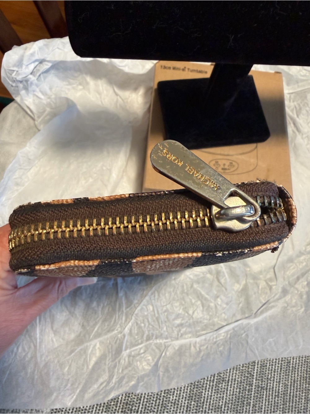 Michael Kors Zip-Around Wallet in Tan and Black Tiger-Print - Picture 4 of 15